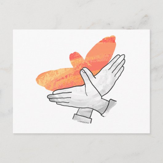 Hand Silhouette Eagle Sinaasappel Briefkaart (Voorkant)