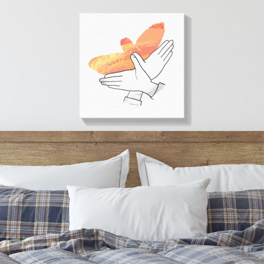 Hand Silhouette Eagle Sinaasappel Canvas Afdruk (Insitu (Slaapkamer))
