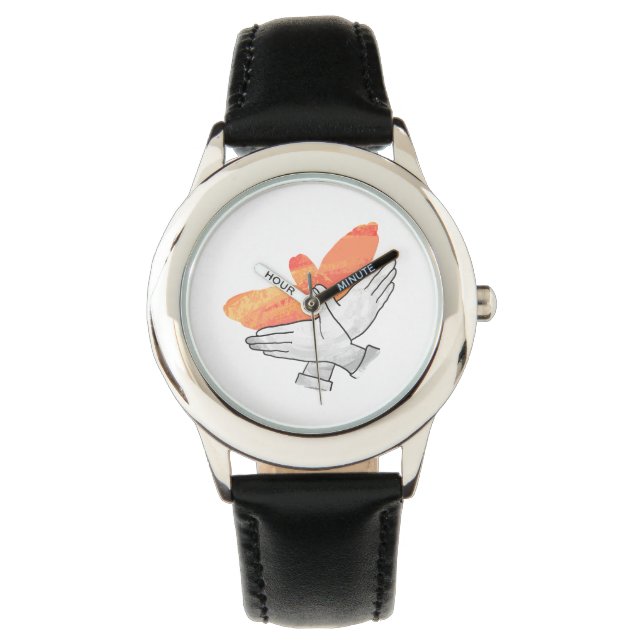 Hand Silhouette Eagle Sinaasappel Horloge (Voorkant)