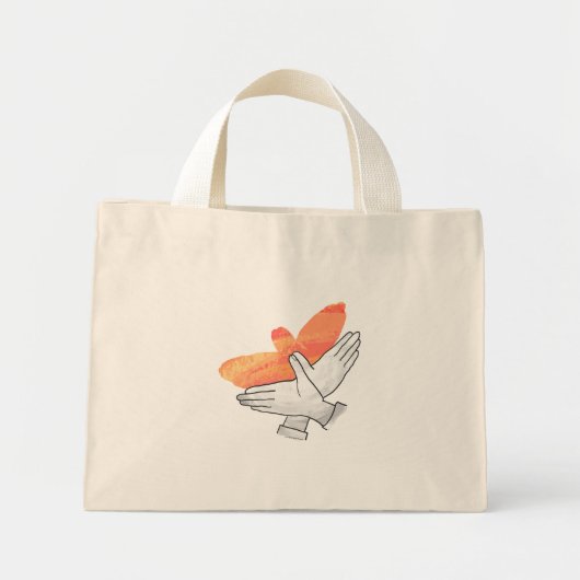 Hand Silhouette Eagle Sinaasappel Mini Tote Bag (Voorkant)