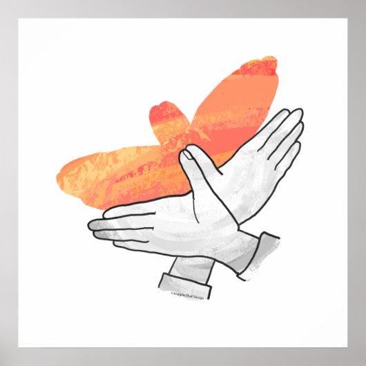 Hand Silhouette Eagle Sinaasappel Poster (Voorkant)