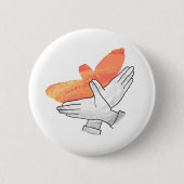 Hand Silhouette Eagle Sinaasappel Ronde Button 5,7 Cm (Voorkant)