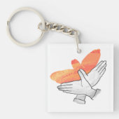 Hand Silhouette Eagle Sinaasappel Sleutelhanger (voorkant)