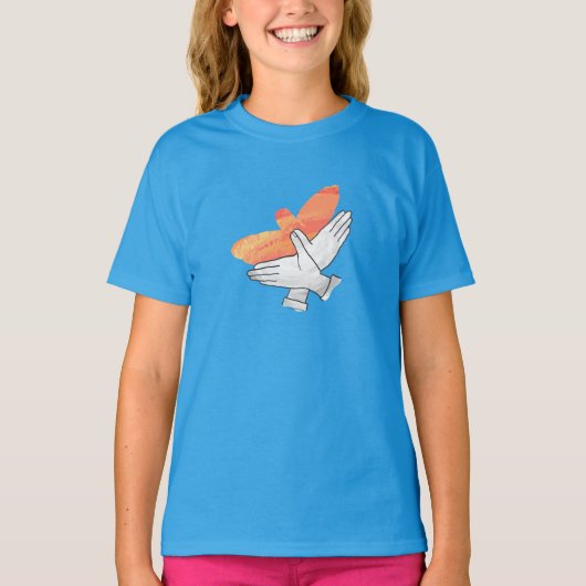 Hand Silhouette Eagle Sinaasappel T-shirt (Voorkant)