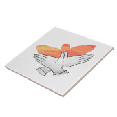 Hand Silhouette Eagle Sinaasappel Tegeltje (Zijkant)