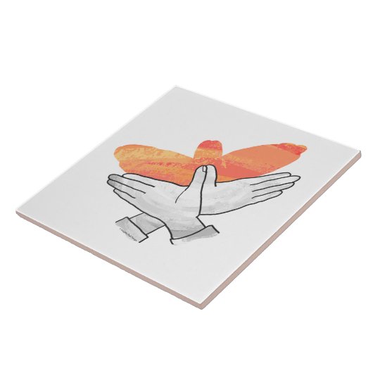 Hand Silhouette Eagle Sinaasappel Tegeltje (Zijkant)