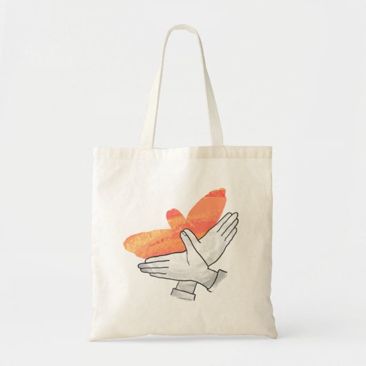 Hand Silhouette Eagle Sinaasappel Tote Bag (Voorkant)