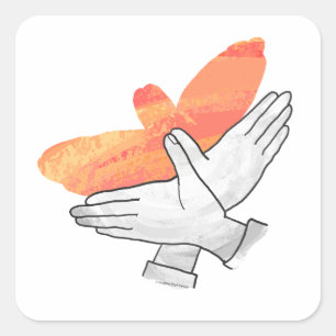 Hand Silhouette Eagle Sinaasappel Vierkante Sticker