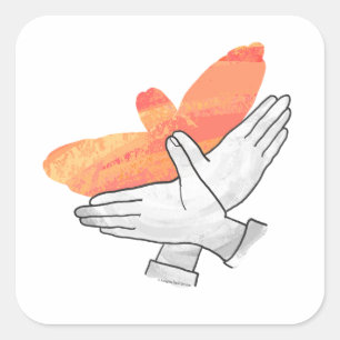 Hand Silhouette Eagle Sinaasappel Vierkante Sticker