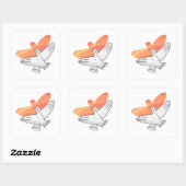 Hand Silhouette Eagle Sinaasappel Vierkante Sticker (Vel)