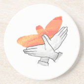 Hand Silhouette Eagle Sinaasappel Zandsteen Onderzetter (Voorkant)