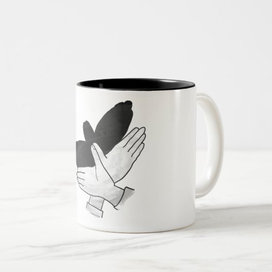 Hand Silhouette Eagle Tweekleurige Koffiemok (Voorkant rechts)