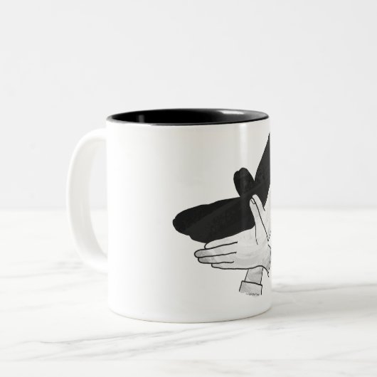 Hand Silhouette Eagle Tweekleurige Koffiemok (Voorkant links)