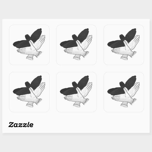 Hand Silhouette Eagle Vierkante Sticker (Vel)