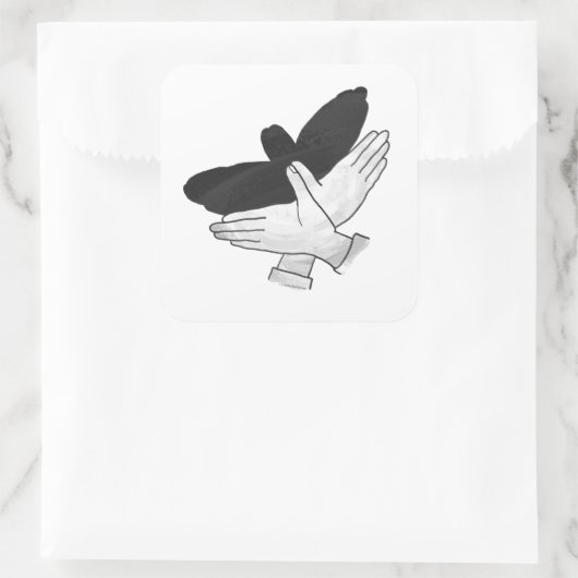 Hand Silhouette Eagle Vierkante Sticker (Tas)