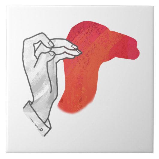 Hand Silhouette Kameel Rood Tegeltje (Voorkant)
