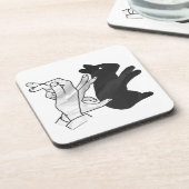Hand Silhouette Rabbit Bier Onderzetter (Linkerzijde)