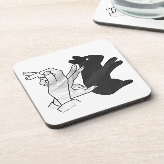 Hand Silhouette Rabbit Bier Onderzetter (Linkerzijde)