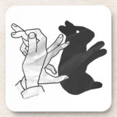 Hand Silhouette Rabbit Bier Onderzetter (Voorkant)