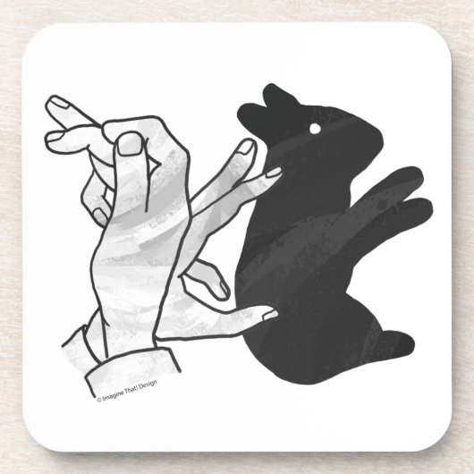 Hand Silhouette Rabbit Bier Onderzetter (Voorkant)