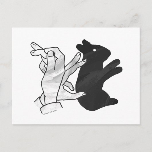 Hand Silhouette Rabbit Briefkaart (Voorkant)