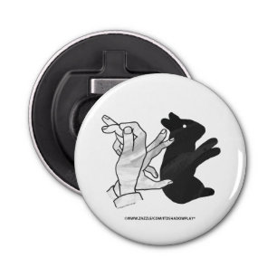 Hand Silhouette Rabbit Button Flesopener