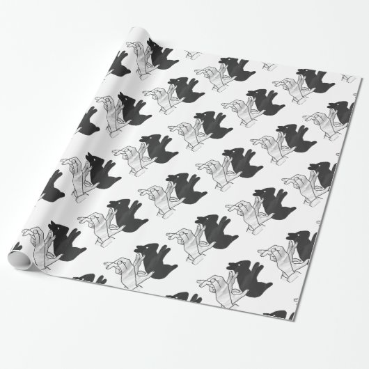 Hand Silhouette Rabbit Cadeaupapier (Uitgerold)