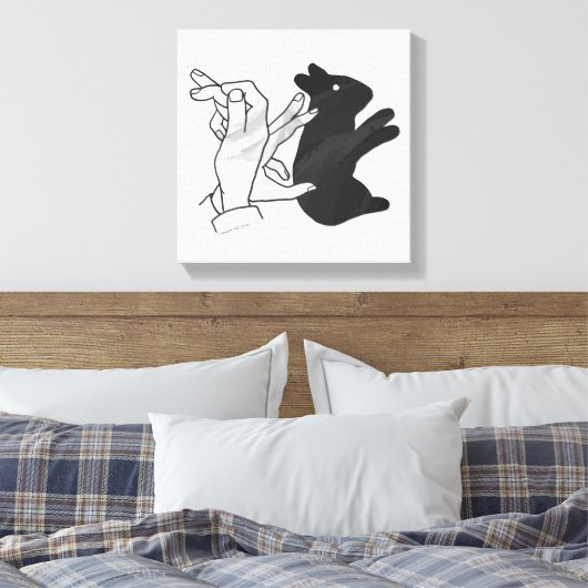 Hand Silhouette Rabbit Canvas Afdruk (Insitu (Slaapkamer))