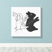 Hand Silhouette Rabbit Canvas Afdruk (Insitu (Houten vloer))
