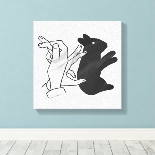 Hand Silhouette Rabbit Canvas Afdruk (Insitu (Houten vloer))