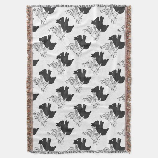 Hand Silhouette Rabbit Deken (Voorkant Verticaal)