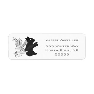 Hand Silhouette Rabbit Etiket