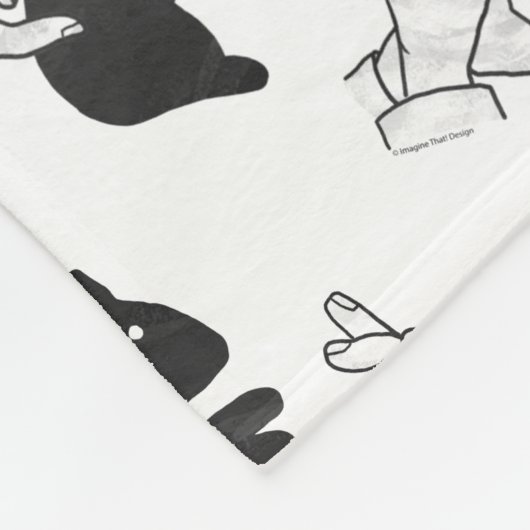 Hand Silhouette Rabbit Fleece Deken (Hoek)