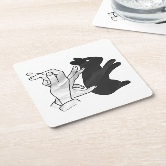 Hand Silhouette Rabbit Kartonnen Onderzetters (Schuin)