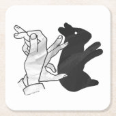 Hand Silhouette Rabbit Kartonnen Onderzetters (Voorkant)