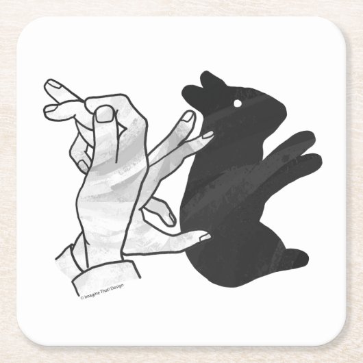 Hand Silhouette Rabbit Kartonnen Onderzetters (Voorkant)