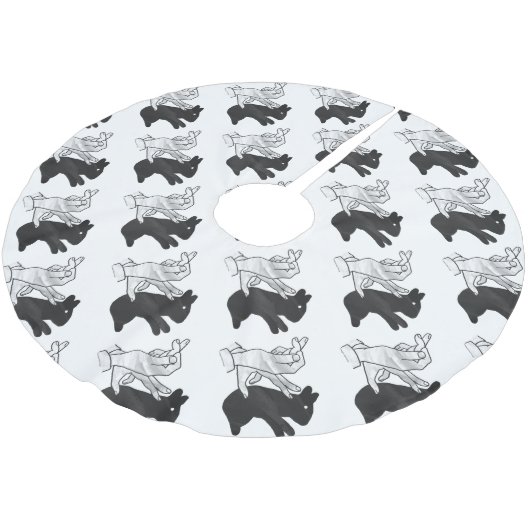 Hand Silhouette Rabbit Kerstboom Rok (Gekanteld)