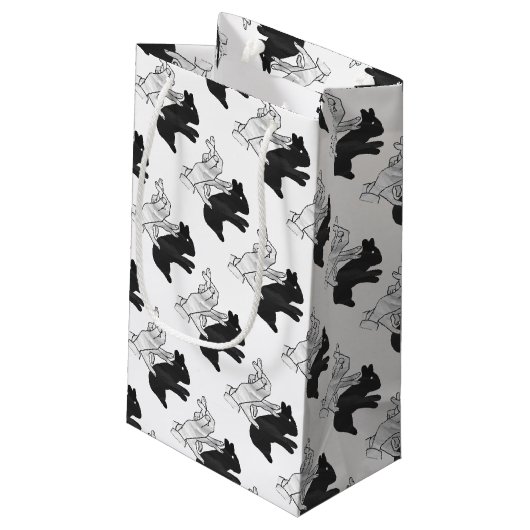 Hand Silhouette Rabbit Klein Cadeauzakje (Achterkant Gekanteld)
