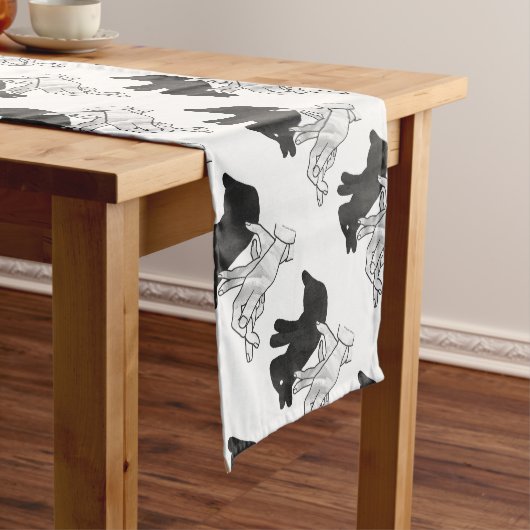 Hand Silhouette Rabbit Korte Tafelloper (Voorbeeld)