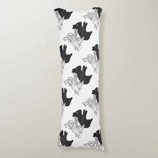 Hand Silhouette Rabbit Lichaamskussen (Voorkant Verticaal)