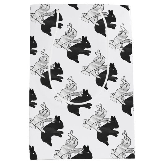 Hand Silhouette Rabbit Medium Cadeauzakje (Voorkant)