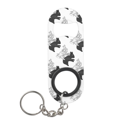 Hand Silhouette Rabbit Mini Flessenopener (Voorkant)