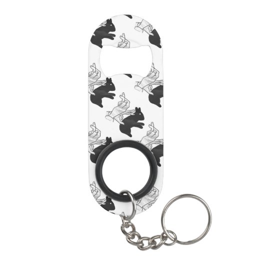 Hand Silhouette Rabbit Mini Flessenopener (Achterkant)