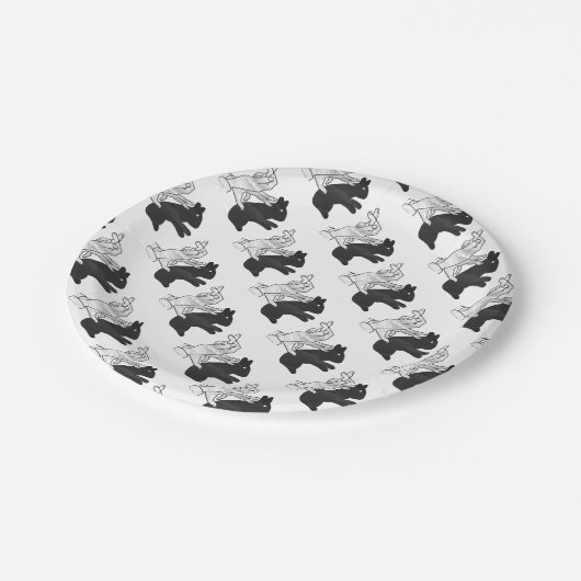 Hand Silhouette Rabbit Papieren Bordje (Gekanteld)