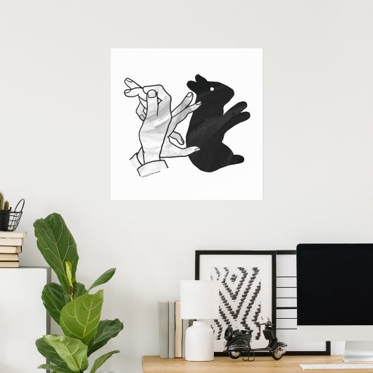 Hand Silhouette Rabbit Poster (Thuiskantoor)