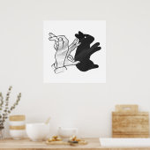Hand Silhouette Rabbit Poster (Keuken)