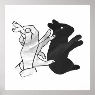 Hand Silhouette Rabbit Poster