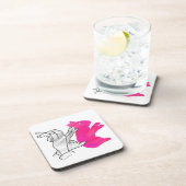 Hand Silhouette Rabbit roze Bier Onderzetter (Rechterzijde)