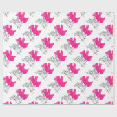Hand Silhouette Rabbit roze Cadeaupapier (Vlak)