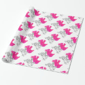 Hand Silhouette Rabbit roze Cadeaupapier (Uitgerold)